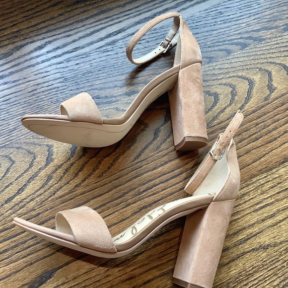 SAM EDELMAN Yaro Block Heel Tan Suede Strappy Sandals Size 7.5 - Picture 5 of 8